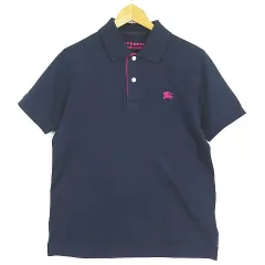 バーバリーブラックレーベル BURBERRY BLACK LABEL 鹿の子 ポロシャツ 半袖 コットン リネン混 2 ネイビー 2sa6739
