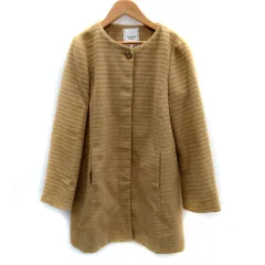 テチチ Te chichi ノーカラーコート ロング丈 L ベージュ /SM23