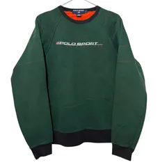 90s 00s POLO SPORT Emboss Sweat M 深緑 ポロスポーツ 刺繍 スウェット