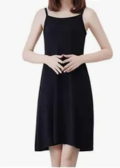 ハーフスリップ（L）ブラック レディース ペチコート インナー ワンピース ルームウェア スリップ キャミソール ショート丈 膝丈 ロング丈 透け防止