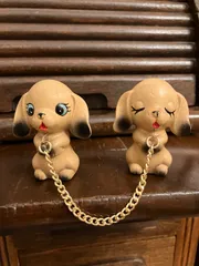 昭和レトロ　陶器　犬のオブジェ