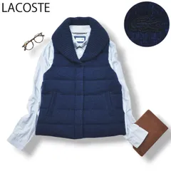 ラコステ LACOSTE ショールカラー ダウン ベスト  38 黒 紺 ♪