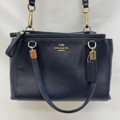 K【2WAY】COACH コーチ ショルダーバッグ ネイビー 収納多め ストラップ付
