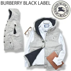 【ワッペンロゴ】 バーバリー ブラックレーベル フーデット 中綿 ベスト 2 灰