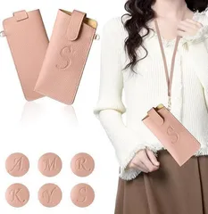 イニシャルK アプリコットピンク ソフトメガネケース ストラップ付 眼鏡ケース レディース 近視 遠視 ソフト メガネケース バックル付き 薄型 メガネケース スリム 眼鏡ケース 眼鏡入れ ハンドストラップ付き メガネ ケース レザー 軽量 老眼鏡 旅行