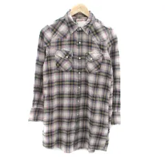 ショコラフィネローブ chocol raffine robe × ラングラー WRANGLER シャツワンピース 長袖 ミニ丈 チェック柄 M マルチカラー グレー /HO32