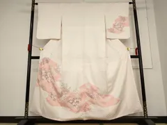 平和屋着物■訪問着　手描き　絞り　草花文　正絹　逸品　AABC2846st