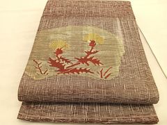 平和屋着物＊夏物 九寸名古屋帯 草葉文 正絹 逸品 DAAY8319cm