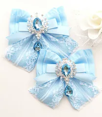 ヘアクリップリボン 薄水色 フリル レース 量産型 ドロップ ミニ 地雷 ロリィタ ロリータ ゴスロリ アイドル サブカル 天使界隈 推し 姫系 イベント ヘアメ