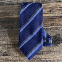 Holiday&Brown hand made ホリデーアンドブラウン イングランド製 ウール ヘリンボーン ストライプ ネクタイ ネイビー Made in England