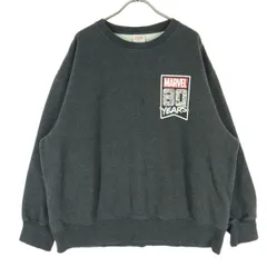 GU ジーユー マーベルコラボ プリント 長袖 トレーナー XL グレー スウェット メンズ 古着
