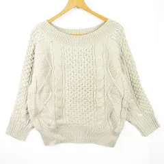 グローバルワーク GLOBAL WORK ニット セーター ケーブル編み 長袖 M ベージュ kz9279