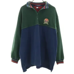 TOMMY HILFIGER トミーヒルフィガー 90s オールド フラッグタグ ハーフジップ フリースジャケット L 深緑 プルオーバー メンズ 古着