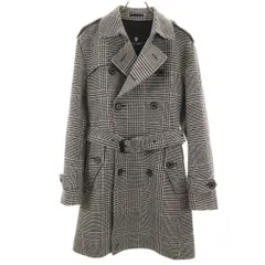 BLACK LABEL CRESTBRIDGE ブラックレーベルクレストブリッジ グレンチェック ツイード トレンチコート M ブラック メンズ 古着