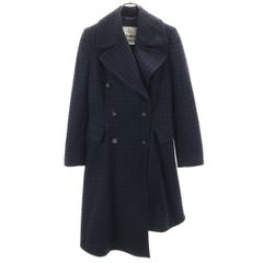 未使用級 PRADA 千鳥格子ドット柄ウール チェスターコート ブラック