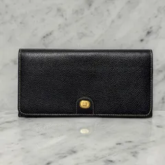 軍曹様 美品 dunhill ダンヒル 長財布 ブラック 黒 本革 レザー ゴールド ロゴ ステッチ 多機能