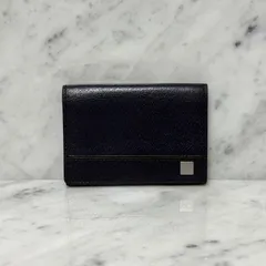 美品 Calvin Klein カルバンクライン 本革 レザー ネイビー カードケース 二つ折り