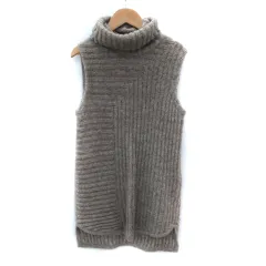 セオリー Theory ニット セーター ノースリーブ タートルネック モヘヤ混 S ベージュ /SM17