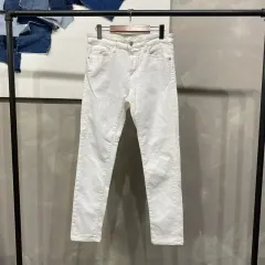 (30インチ) ユニクロ レディース カジュアル ストレッチ ホワイトデニム