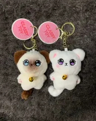 (新品) 猫 ボンボン 鳴る ぬいぐるみ キーホルダー バッグフック
