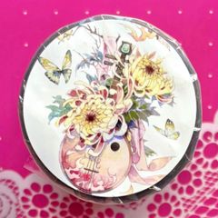 贝壳光 7cm×10m 权御天下 海外マスキングテープ 贝壳光 7cm×10m 雀扇凭阑·初秋 海外マスキングテープ 海外マステ 和柄