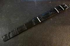 ◆クロコ ダイル NATO G10 Strap◆本 クロコダイル 大きい腑選定 CustomOrder(ラグ幅/バックルカラー) BLACK 受注生産(納期10日前後) ワニ革 腕時計ベルト