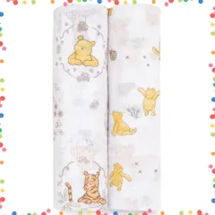 【在庫処分】ディズニー 2枚セット プー おくるみ 112×112cm モスリンコットン エイデンアンドアネイ スワドル anais 新生児 夜泣き対策 + 出産祝い aden SWADAEDESWC20008DIJB