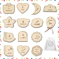 【特価商品】天然木製 レターバナー マンスリーカード ニューボーンフォト 月齢フォト 記念日フォト 成長記録 出産祝い 撮影用 寝相アート 月齢フォトグッズ ベビー用品 新生児 赤ちゃん (14)