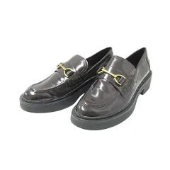 ザラ ZARA 美品 ローファー エナメル 靴 シューズ 38 約Mサイズ ダークブラウン ■MMI