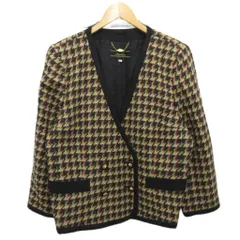 レリアン Leilian 美品 ジャケット ブレザー 千鳥格子 ダブルボタン 絹 シルク混 大きいサイズ 13+ XL 黒 ブラック ベージュ 赤 レッド ■YHS4