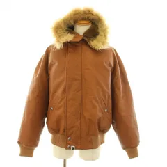 アベイシングエイプ A BATHING APE 初期 ラクーンファー付きカウレザーN-2Bダウンジャケット アウター ショート丈 フード 牛革 ウール混 M ブラウン /BB メンズのサムネイル
