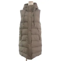 ザラ ZARA 美品 ベスト ジレ 中綿 フード付き ロング ジップアップ S ベージュ