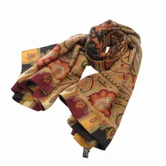 エトロ ETRO 美品 ストール マフラー ウール シルク混 ペイズリー柄 イタリア製 茶 ブラウン /FF