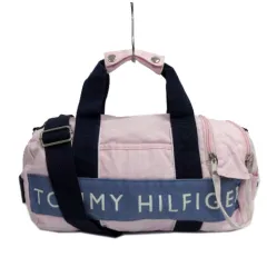 トミーヒルフィガー TOMMY HILFIGER ミニボストンバッグ L200230 円筒型 ロゴ キャンバス ピンク ネイビー 紺