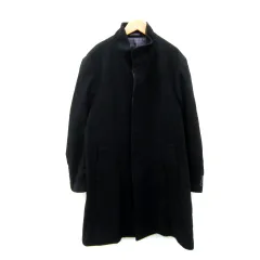 コムサデモードメン COMME CA DU MODE MEN スタンドカラーコート ロング丈 無地 カシミヤ混 L 黒 ブラック /SY10