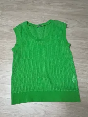 ZARA オーバーサイズ ライトグリーン ノースリーブニット (s)