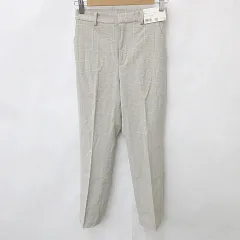 ユニクロ UNIQLO パンツ スマートアンクルパンツ チェック ストレッチ ベージュ グレー S