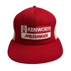 【キャップ/帽子】70-80s KENWORTH (ケンワース) ビンテージメッシュキャップ　ワッペン　企業物　レッド　赤　ホワイト　白