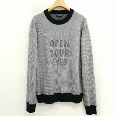 アニエスベーオム Agnes b. homme B137-LU64 PULL OPEN YOUR EYES 22AW ロゴ プルオーバー ニット セーター 美品 1 ネイビー系のサムネイル