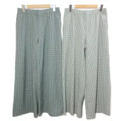 ユニクロ UNIQLO ：C シー 美品 24AW イージーワイドパンツ 2点セット 221-470923 おまとめ チェック ウエストゴム 色違い L グレー ベージュ /X