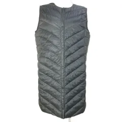 タグ付き ロング ライトダウンベスト ポケッタブル 防風 ウォッシャブル ナイロン L グレー /X