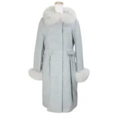 ミッシュマッシュ MISCH MASCH タグ付き ロング コート フォックスファートリム 2WAY ノーカラー ウール 2 M相当 グレー /X