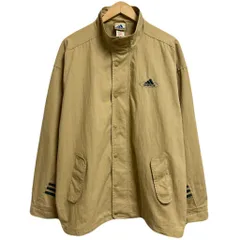 adidas アディダス ウィンドブレーカー コットン×ナイロンジャケット フルジップ ポケット付き ベージュ Mサイズ No.L127