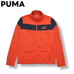 プーマ PUMA トラックジャケット ジャージ M レッド x ネイビー ロゴ入り 裏起毛 メンズ