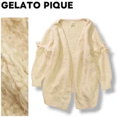 ジェラートピケ GELATO PIQUE フリンジ付き もこもこ カーディガン ルームウェア パジャマ F ピンクホワイト レディース ♪