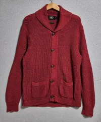 L (100) RRL ポロ ダブルアールエル（RRL） ショールカラー レッド ニット カーディガン