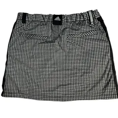 Z1585 adidas アディダス ゴルフ ウェア スカート チェック ブラック ホワイト リバーシブル レディース M