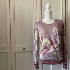 ETRO エトロ シルク カシミヤ ニット ビーズ スパンコール ペイズリー