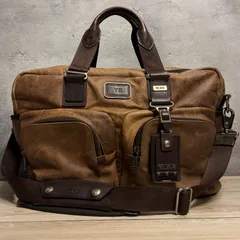 ✨TUMI レザー ボストンバッグ ブラウン ショルダー付き✨ イニシャル刻印あり ヴィンテージ風 スレ加工仕様 大容量 トゥミ　分厚レザー