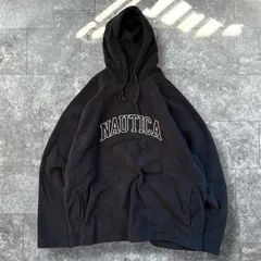 ノーティカ NAUTICA フリースパーカー プルオーバー XXLサイズ アーチロゴ ネイビー 紺色 古着
